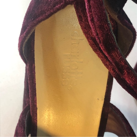 Charlotte Russe 🅝🅦🅞🅣 Burgundy Velvet Platforms Size 9 US - Picture 2 of 11